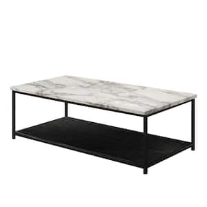 Vartino 47.25 in. White and Black Rectangle Wood Top Coffee Table