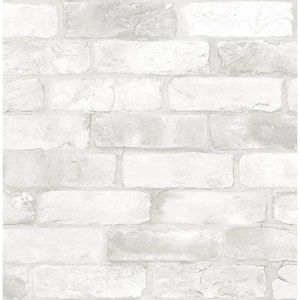 Reclaimed Bricks White Rustic White Wallpaper Sample
