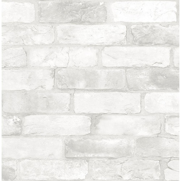 Brewster Reclaimed Bricks White Rustic White Wallpaper Sample