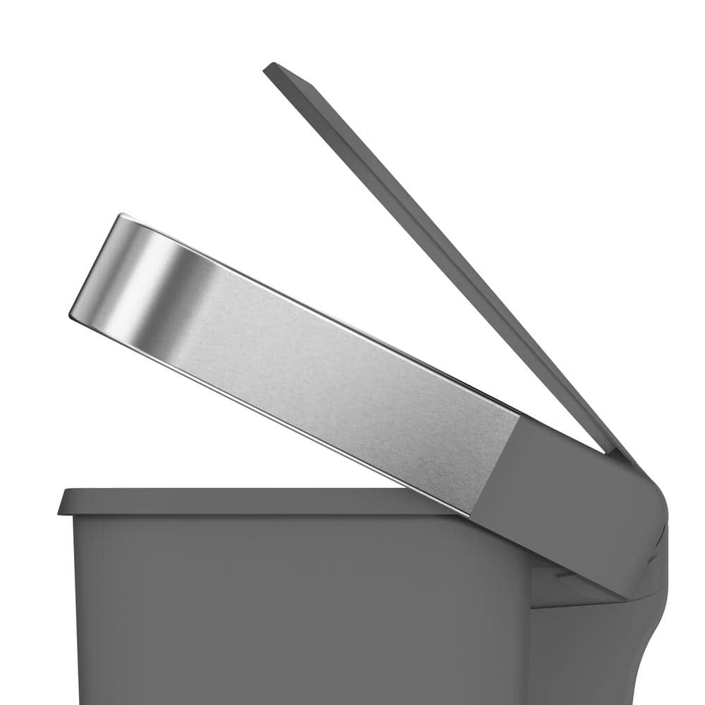 Gray Plastic Rectangular Step Trash Can with Silent Lid