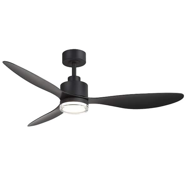 Larrisa 52 in. Indoor Black Ceiling Fan with Integrated LED Light with Remote Control Included