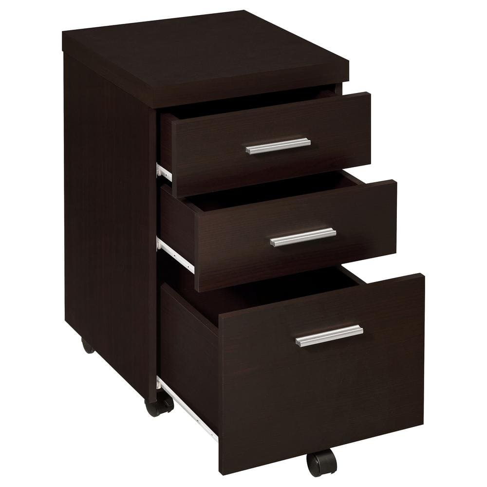 Skeena Cappuccino 3-Piece Office Desk Set with Glass Top