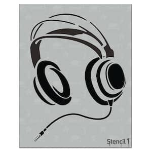 Headphones with Cord Stencil