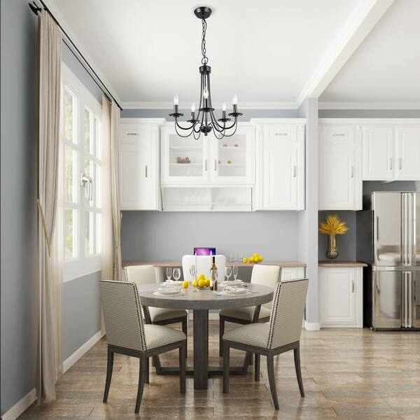 Lnc Modern Black Chandelier 5 Light Classic Farmhouse Candlestick Pendant Fixture A02894 The Home Depot Lnc Modern Black Chandelier 5 Light, How To Pack A Large Chandelier Over Table