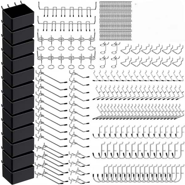 Pegboard Accessories Organizer Kit with 278 Hooks and Bins for Pegboard Tool and Garage Wall Storage, Black (278-Pack)