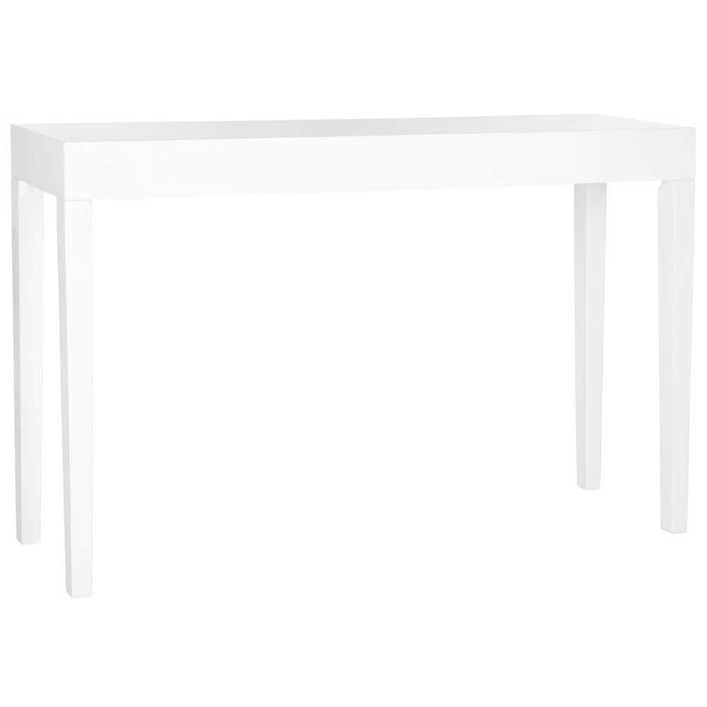 White Wood and Metal Rectangular Console Table with Storage