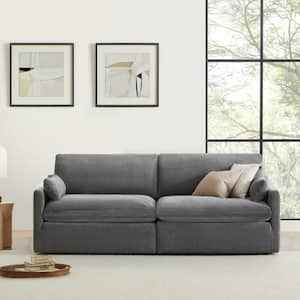 Humphrey 89.7" 2-piece Square Arm Fabric Modern Sofa with Reversible Cushions for Living Room in Dark Gray