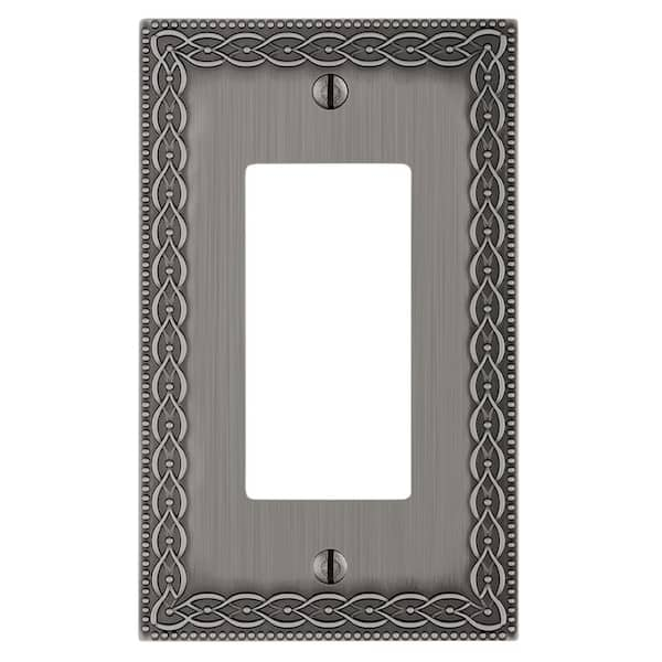 Hampton Bay Amelia 1 Gang Rocker Metal Wall Plate - Antique Nickel