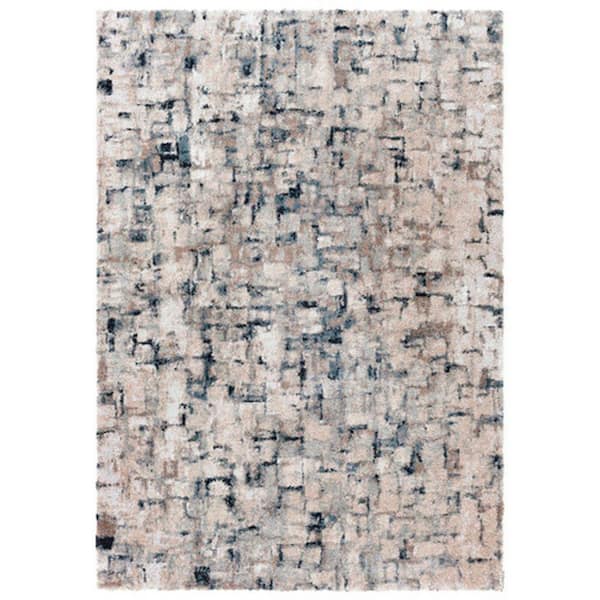 Benjara Modern Cream and Beige 5 ft. x 7 ft. Abstract Paint Art Design Polypropylene Fabric Area Rug