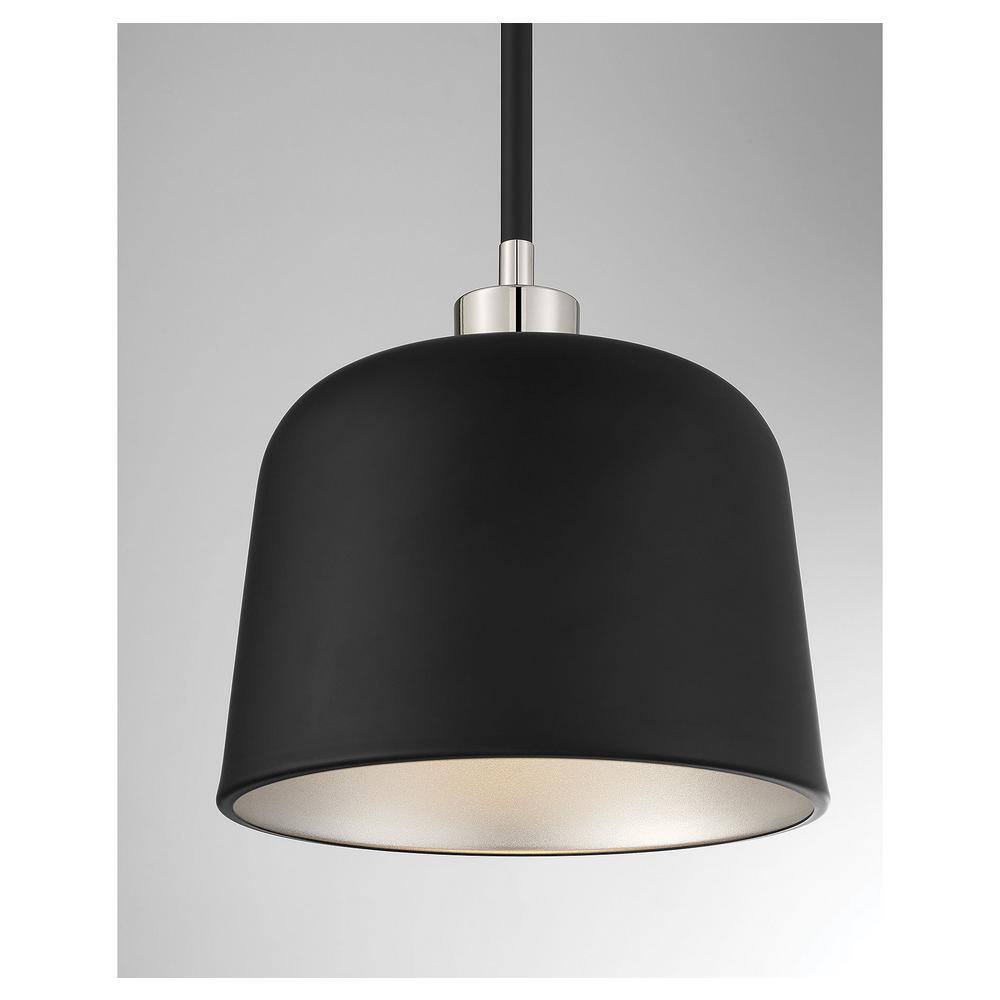 Nora Vintage Matte Black & Polished Nickel 1-Light Pendant