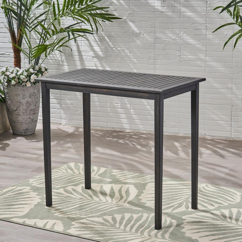 Elegant Acacia Wood Outdoor Bar Table in Dark Gray