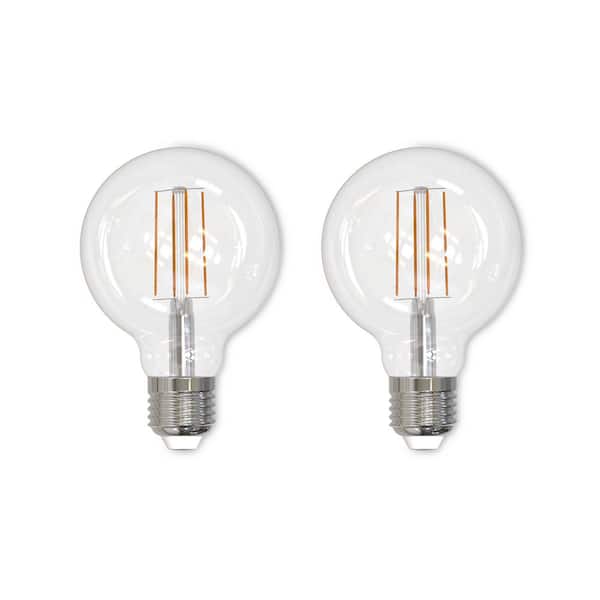 60-Watt Equivalent G25 Clear Dimmable Edison LED Light Bulb Soft White (2-Pack)