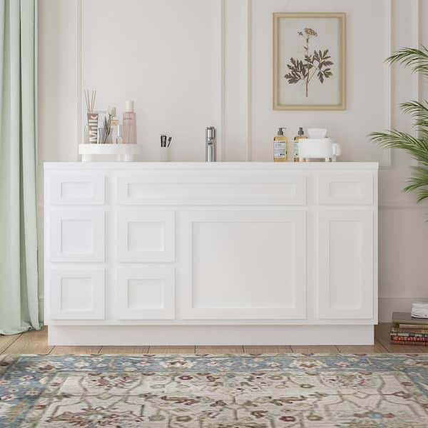 Vanity Art 60 in. W x 21 in. D x 32.5 in. H Bath Vanity Cabinet without Top in White