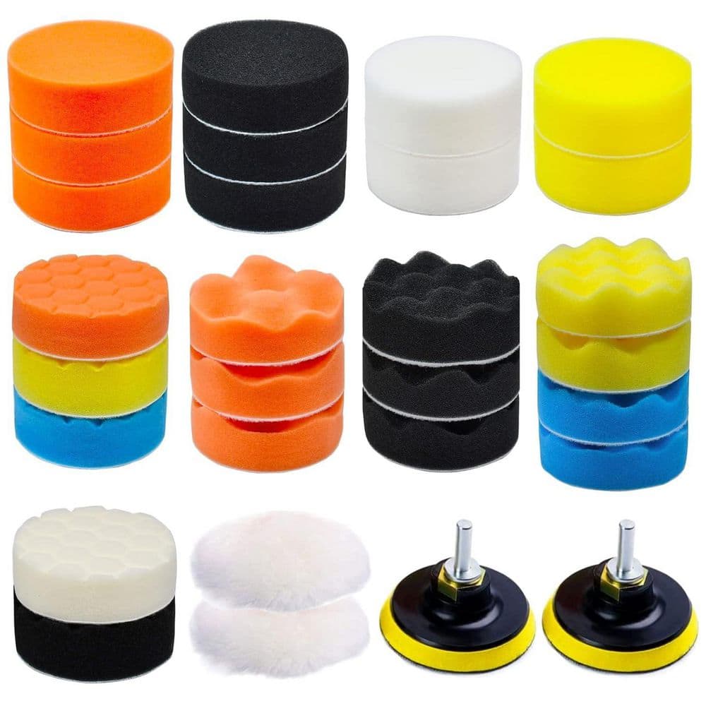 Foam Wool Polishing Buffing Pads Kit with Self-Adhesive Design for Car Headlights Body Wax 27-Pack price history on PriceWatchPro
