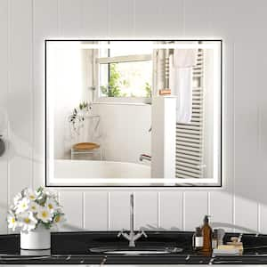 48 in. W x 40 in. H Rectangular Framed LED Anti-Fog Wall Bathroom Vanity Mirror, Backlit, and Front Light