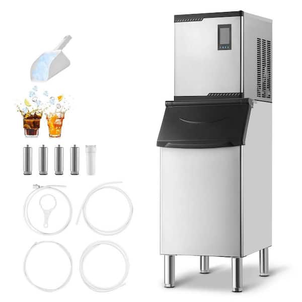 SKYSHALO 22.2 in. Commercial Ice Maker Machine 300LBS/24H with 250LBS Large Storage Silver Self-Cleaning Ice Makers Touchscreen