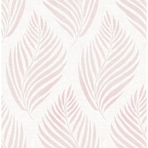 Patrice Pink Linen Leaf Paper Strippable Wallpaper (Covers 56.4 sq. ft.)