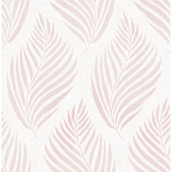 Brewster Patrice Pink Linen Leaf Pink Wallpaper Sample