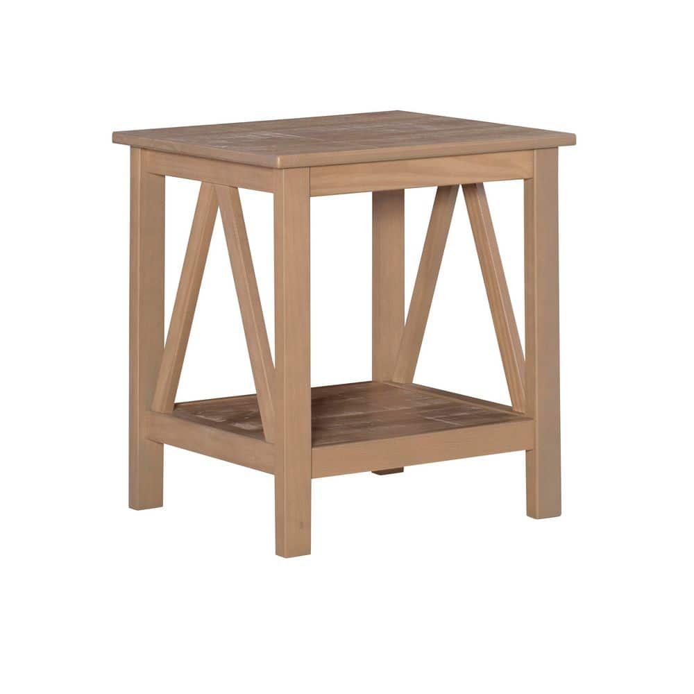 Titian 20 in. Driftwood Rectangle Wood End Table with Shelf