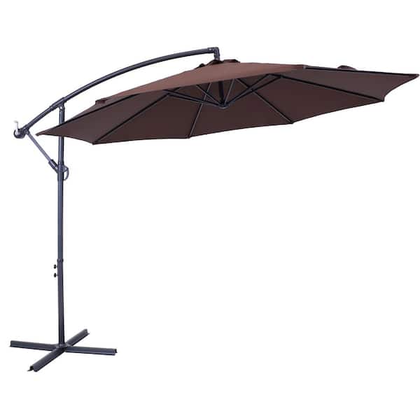 Sunnydaze 10 ft. Polyester Cantilever Offset Patio Umbrella in Brown