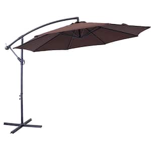 10 ft. Polyester Cantilever Offset Patio Umbrella in Brown