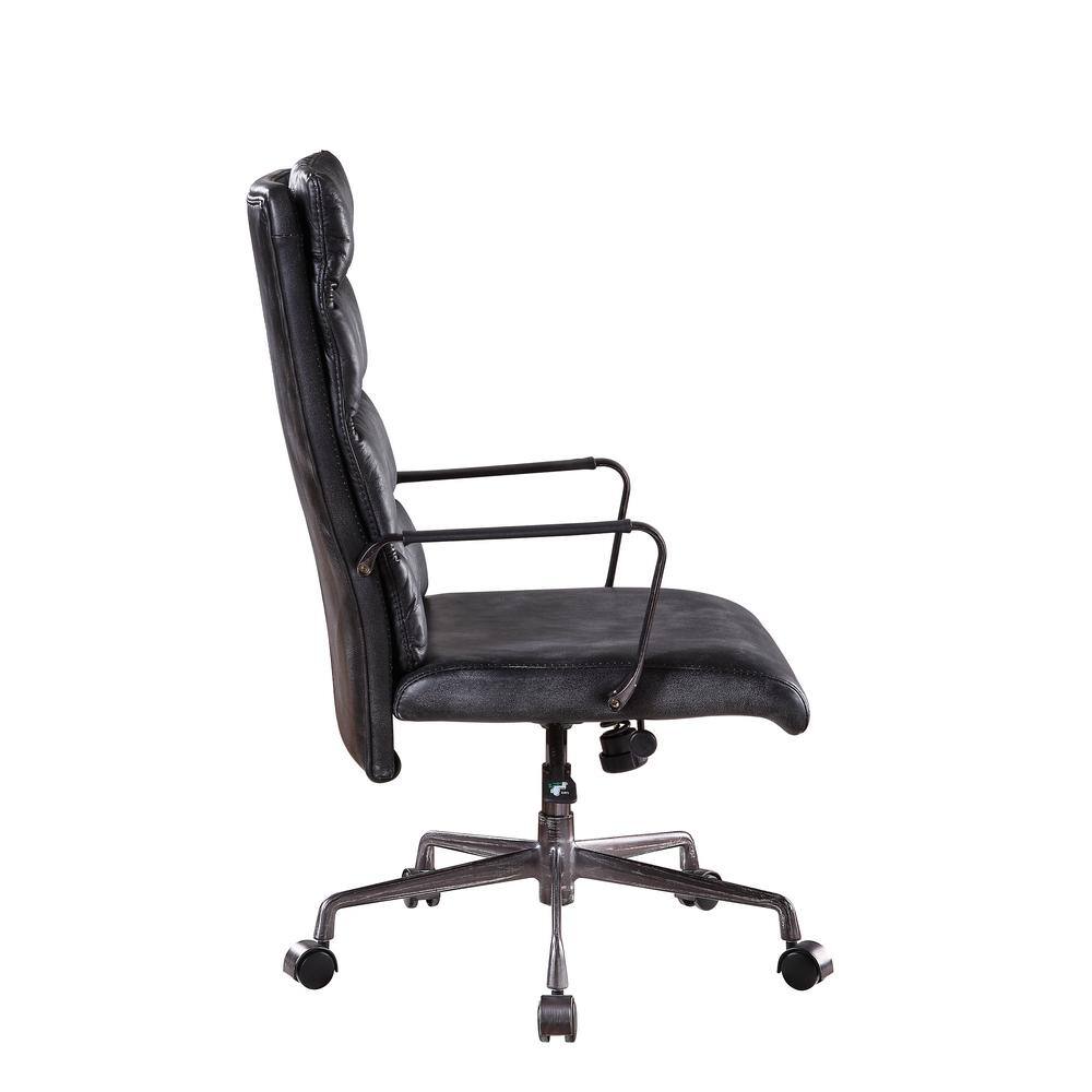 Vintage Black Top Grain Leather Executive Swivel Office Chair