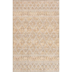 Úna Spill-Proof Machine Washable Tan 8 ft. x 10 ft. Moroccan Area Rug