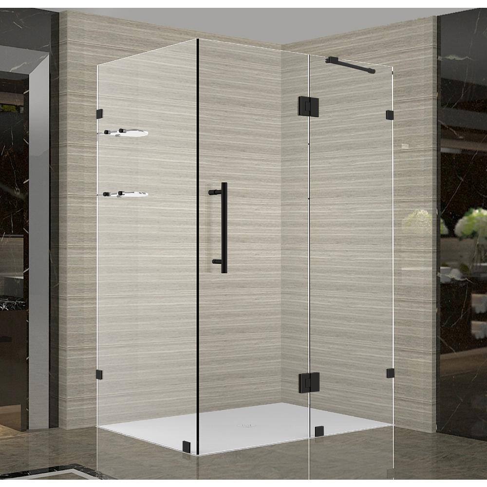 Avalux GS 34 in. x 34 in. x 72 in. Frameless Corner Hinged Shower Enclosure with Glass Shelves in Matte Black price history on PriceWatchPro