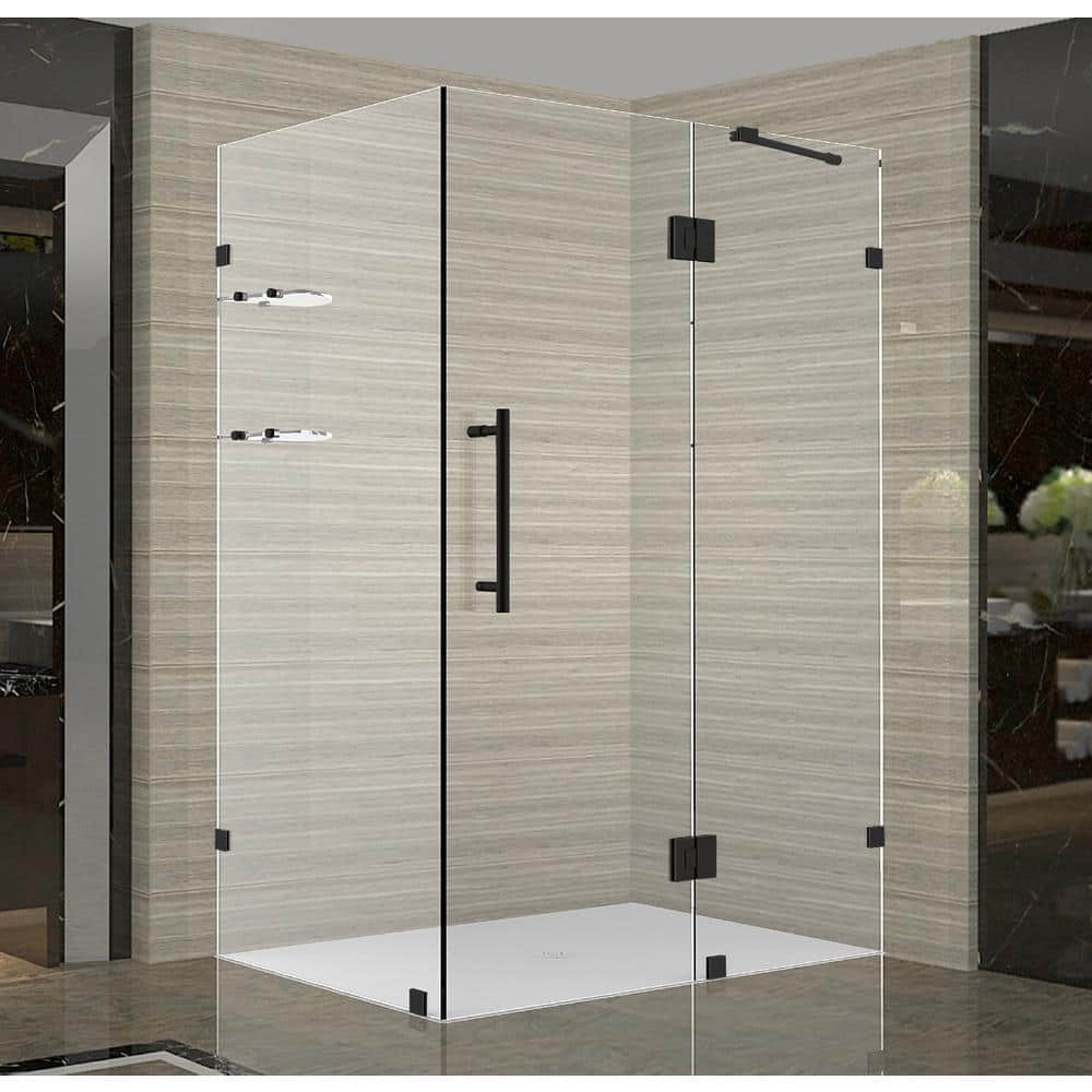 Avalux GS 40 in. x 38 in. x 72 in. Frameless Corner Hinged Shower Door with Glass Shelves in Matte Black price history on PriceWatchPro