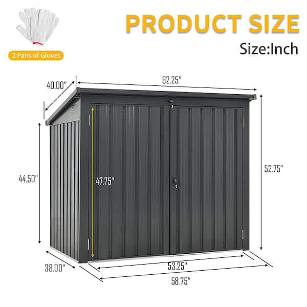5 ft. W x 3 ft. D Metal Shed with Double Door (15 sq. ft.)
