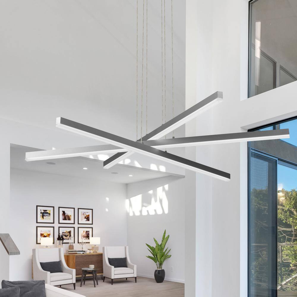 Sirius 40" Silver Aluminum Integrated LED Adjustable Pendant