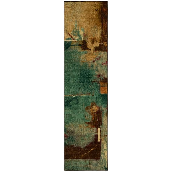 Mohawk Home Aqua Fusion Multi 2 ft. x 5 ft. Machine Washable Abstract Runner Rug