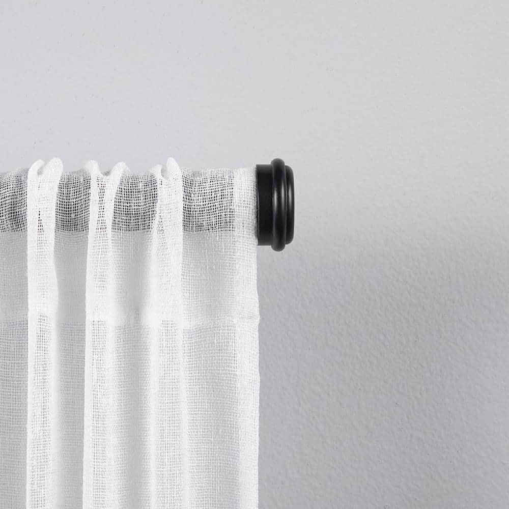 Matte Black Adjustable Iron Curtain Rod with Finials