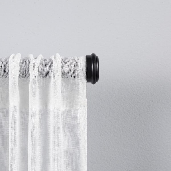 Topper 36 in. - 72 in. Adjustable 1 in. Single Curtain Rod Kit in Matte Black with Finial