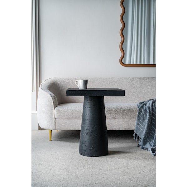 A & B Home 20 in. in Black Square Cement End Table