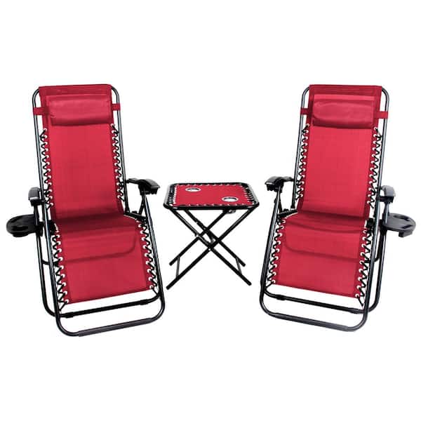 Red Metal Folding Lawn Chair Set 2, Red Folding Outdoor Chairs