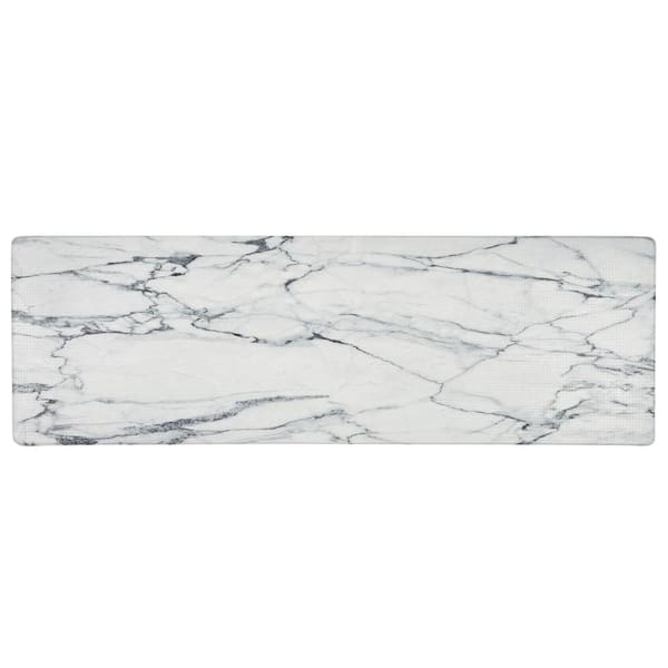 Home Dynamix Cozy Living Modern Marble Grey 17.5 in. x 55 in. Anti Fatigue Kitchen Mat
