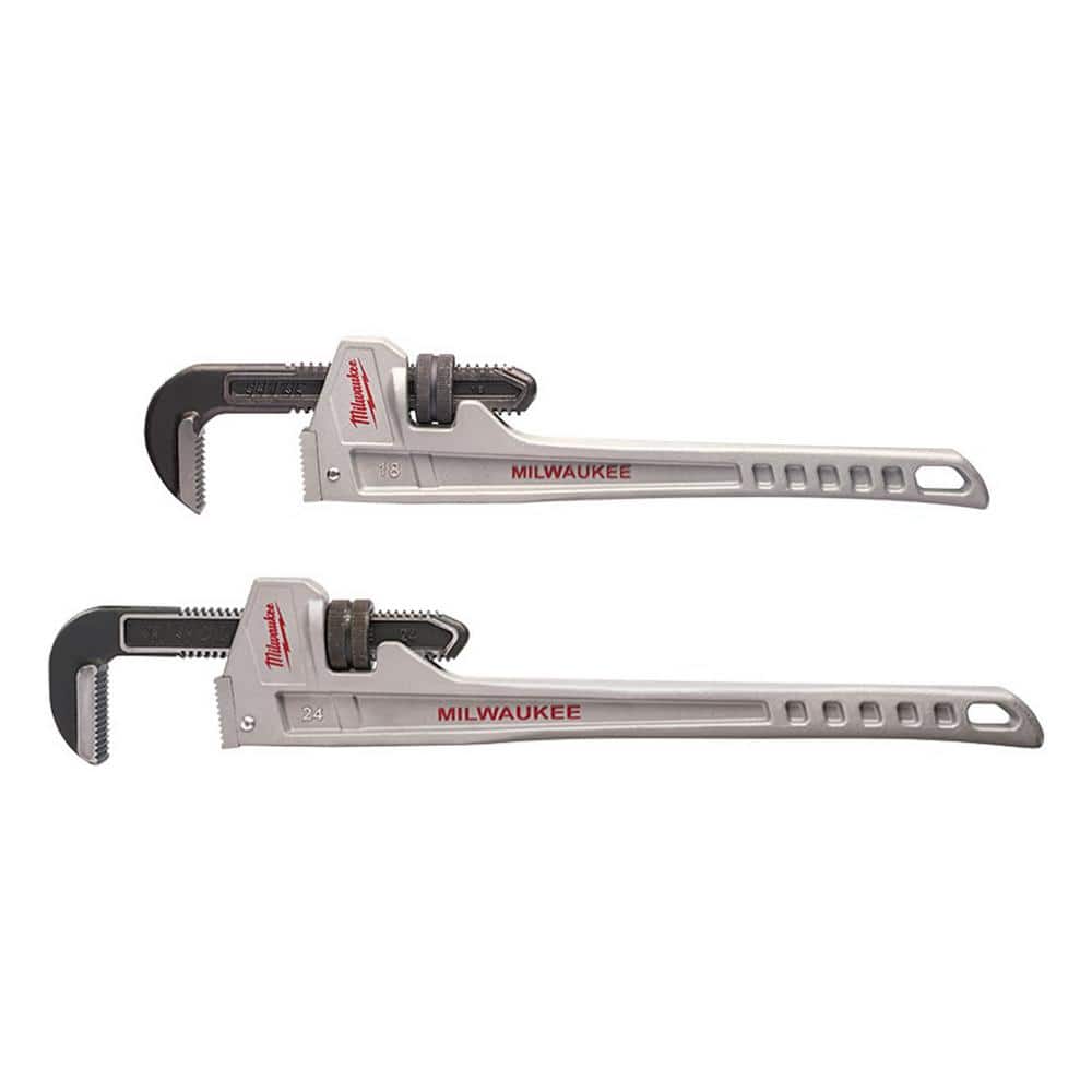 Milwaukee 18 in. and 24 in. Aluminum Pipe Wrench Set (2-Tool)  48-22-7218-48-22-7224 - The Home Depot