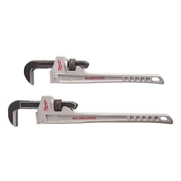 Milwaukee 18 in. and 24 in. Aluminum Pipe Wrench Set (2-Tool) 48