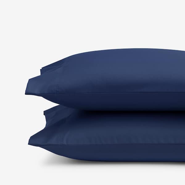 The Company Store Company Cotton Blue Sapphire Solid 300-Thread Count Wrinkle-Free Sateen Standard Pillowcase (Set of 2)