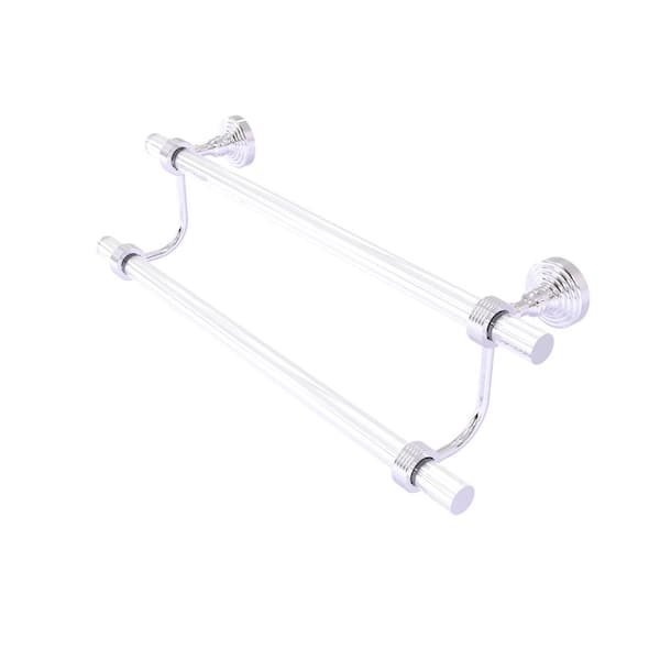 Allied Brass Pacific Grove Collection 18 in. Wall Mounted Double Towel Bar with Groovy Accents in Polished Chrome