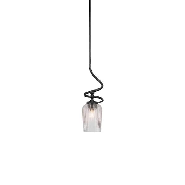 Unbranded Royale 100 W 1-Light Matte Black Standard Mini Pendant Light with Glass Shade