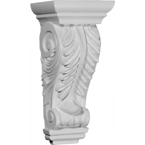 Ekena Millwork 5-3/4 in. x 4-3/4 in. x 12-3/8 in. Primed Polyurethane Odessa Acanthus Leaf Corbel