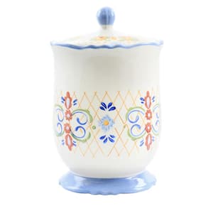 California Designs Tierra 2.7 Quarts Hand Painted Stoneware Ceramic Canister with Lid