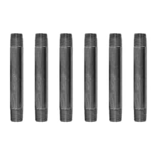 1/2 in. x 5-1/2 in. Black Industrial Steel Grey Plumbing Nipple (6-Pack)