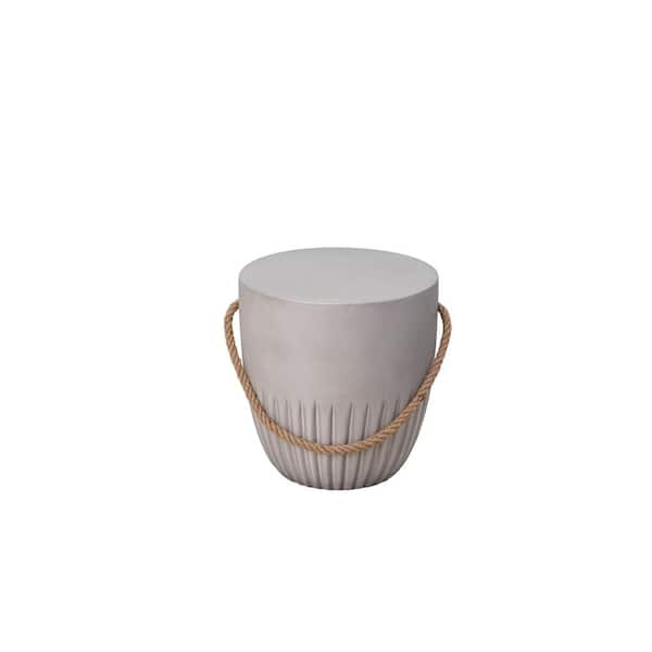 16.34 in. H Gray Round Outdoor Side Table for Outdoors, Indoors, Garden, Lawn and Backyard