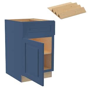 Grayson 21 in. W x 24 in. D x 34.5 in. H Mythic Blue Painted Plywood Shaker Assembled Base Kitchen Cabinet Lt Spice Tray