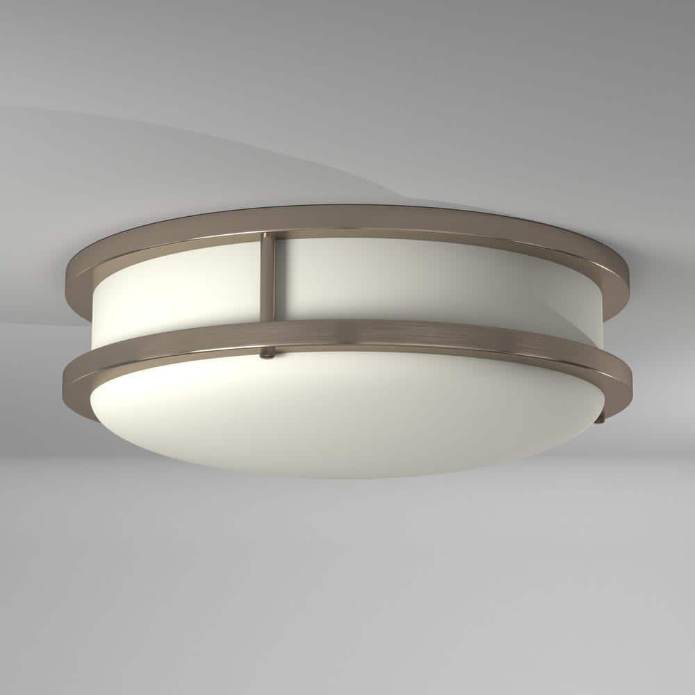 14" Brushed Nickel LED Energy Star Drum Flush Mount Light