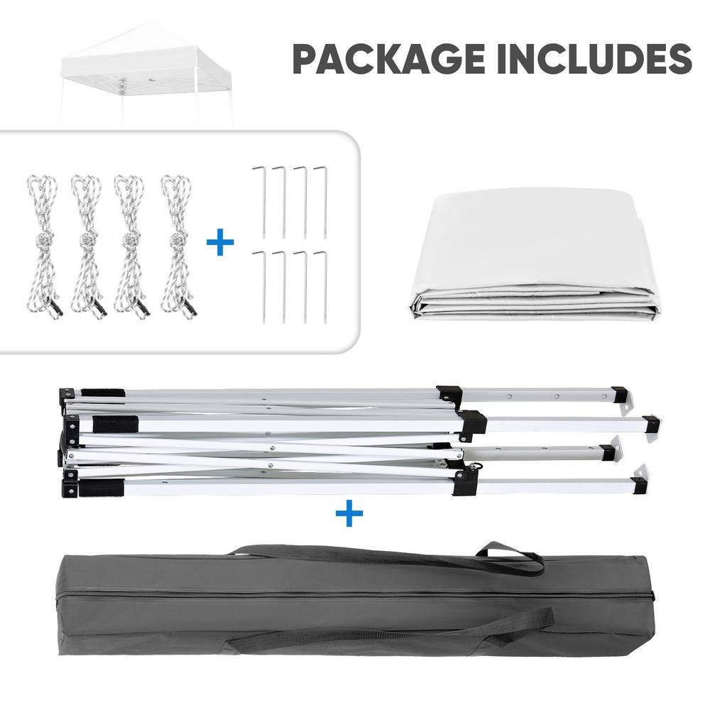 White 5x5 Steel Pop-Up Canopy with Adjustable Height