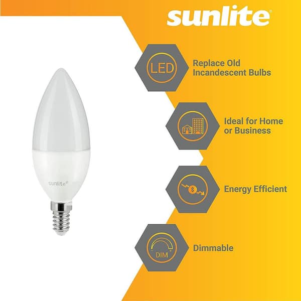 incident Adjustment Chip Sunlite 40-Watt Equivalent B10 Dimmable European E14 Base Frosted Torpedo  Tip Chandelier LED Bulb in Warm White, 2700K (3-Pack) HD03363-3 - The Home  Depot